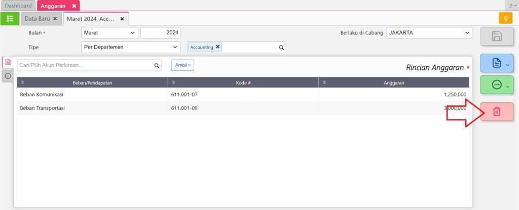 Cara Menghapus Anggaran di Accurate Online