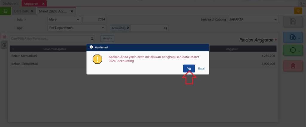 Cara Menghapus Anggaran di Accurate Online