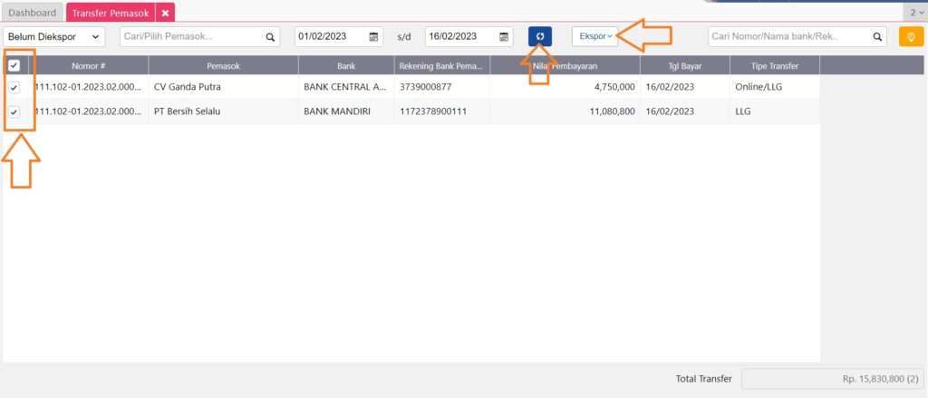 Cara Transfer Pemasok dari Smartlink e-Banking Accurate Online