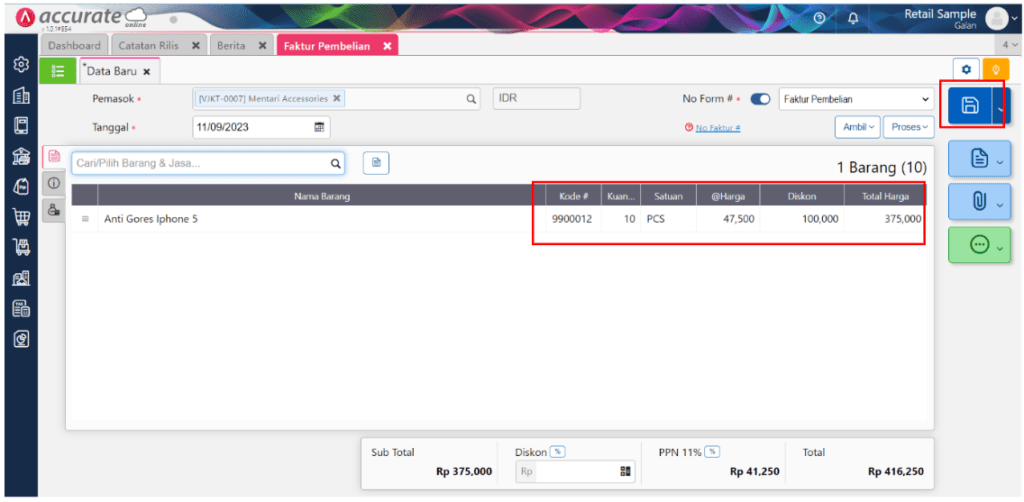 Menginput Transaksi dengan Diskon Final pada Accurate Online