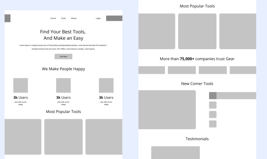 Landing Page Wireframa