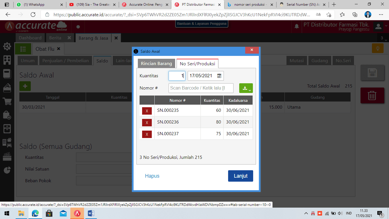 nomor seri accurate online