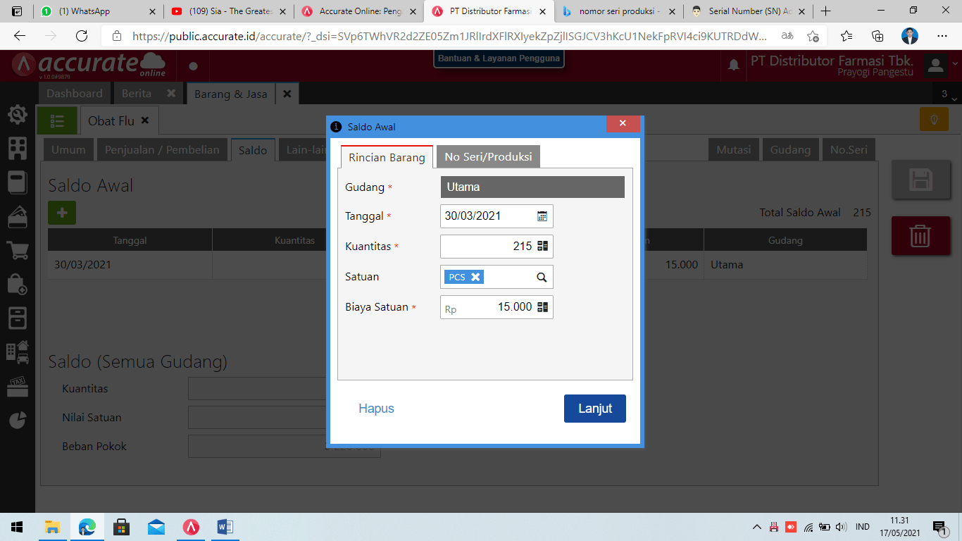 nomor seri accurate online